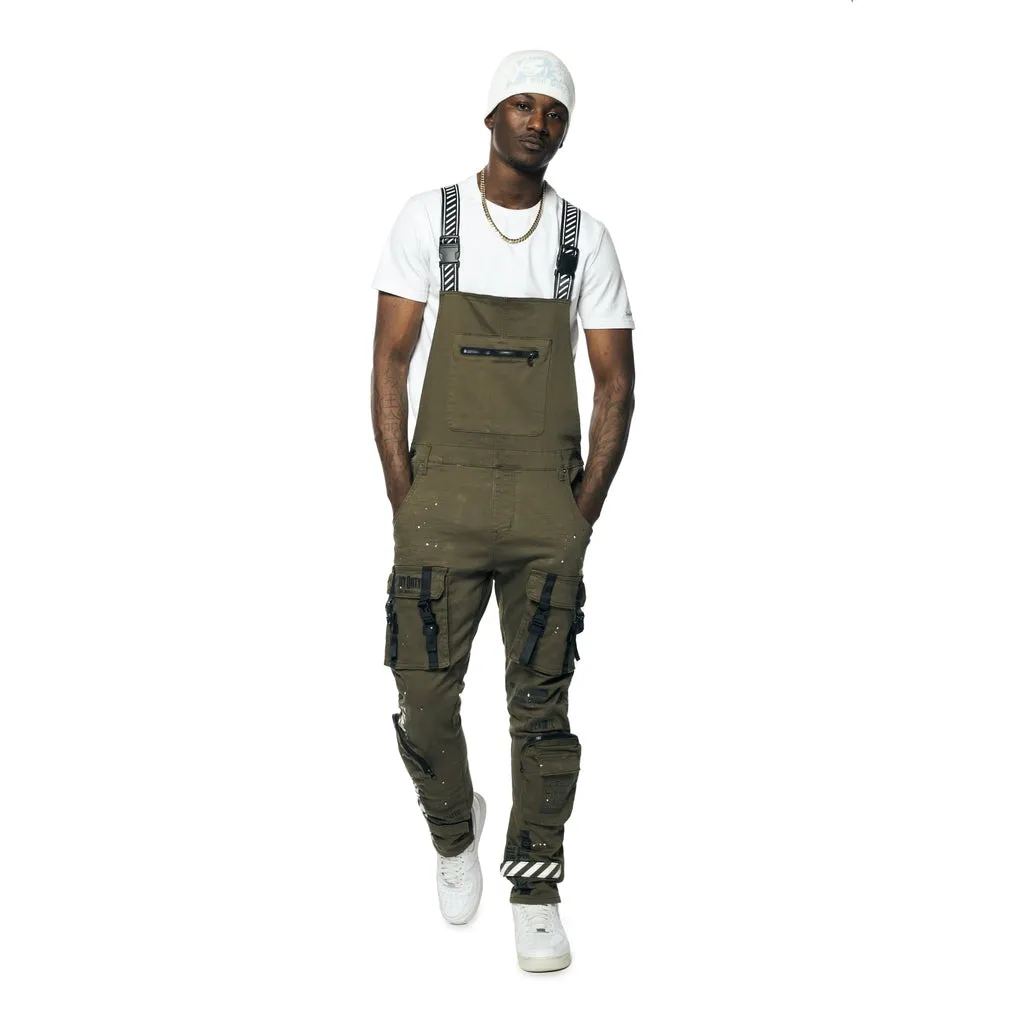 3D Pocket Utility Fashion Overalls - Olive