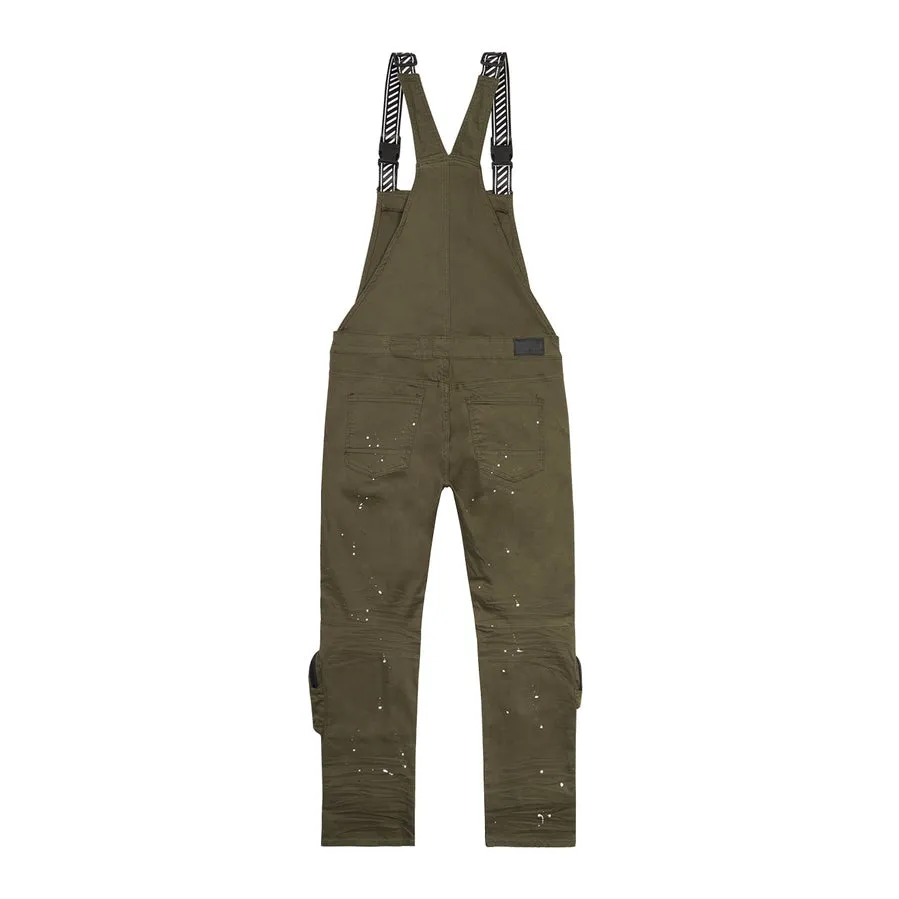 3D Pocket Utility Fashion Overalls - Olive