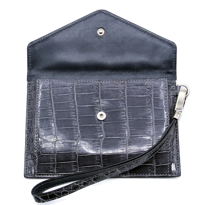 50-680-GRY Gracen Crocodile Envelope, Gray