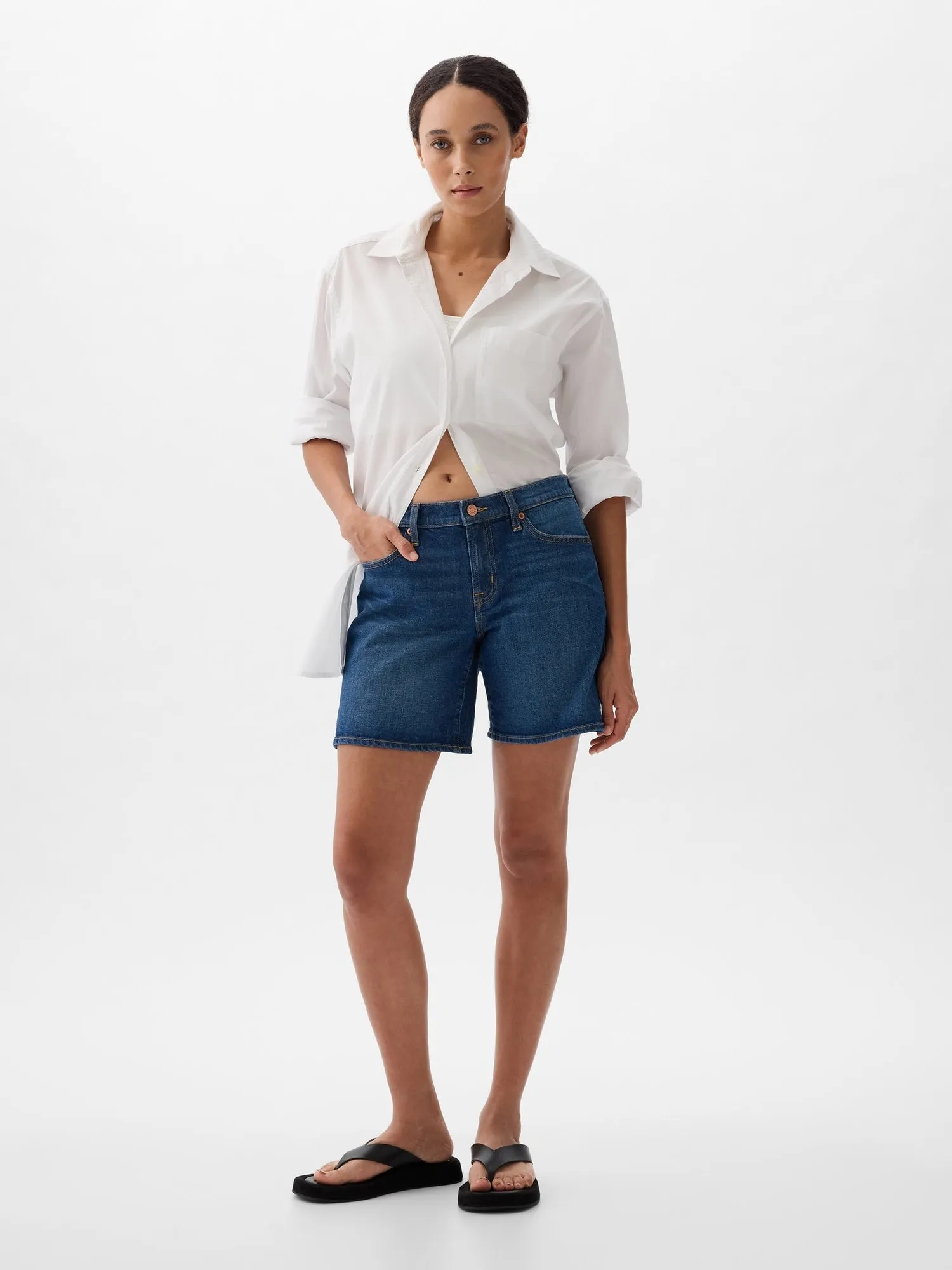 5" Mid Rise Denim Shorts