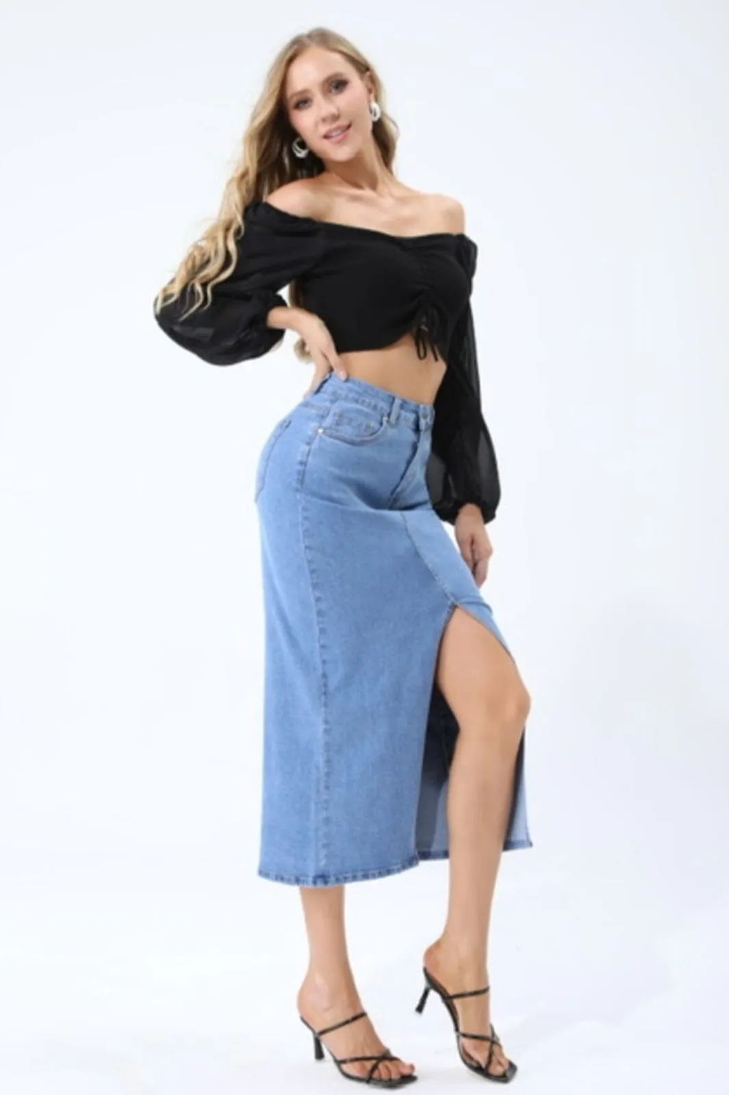 A-bee - Josefine Long Denim Skirt - Jeans