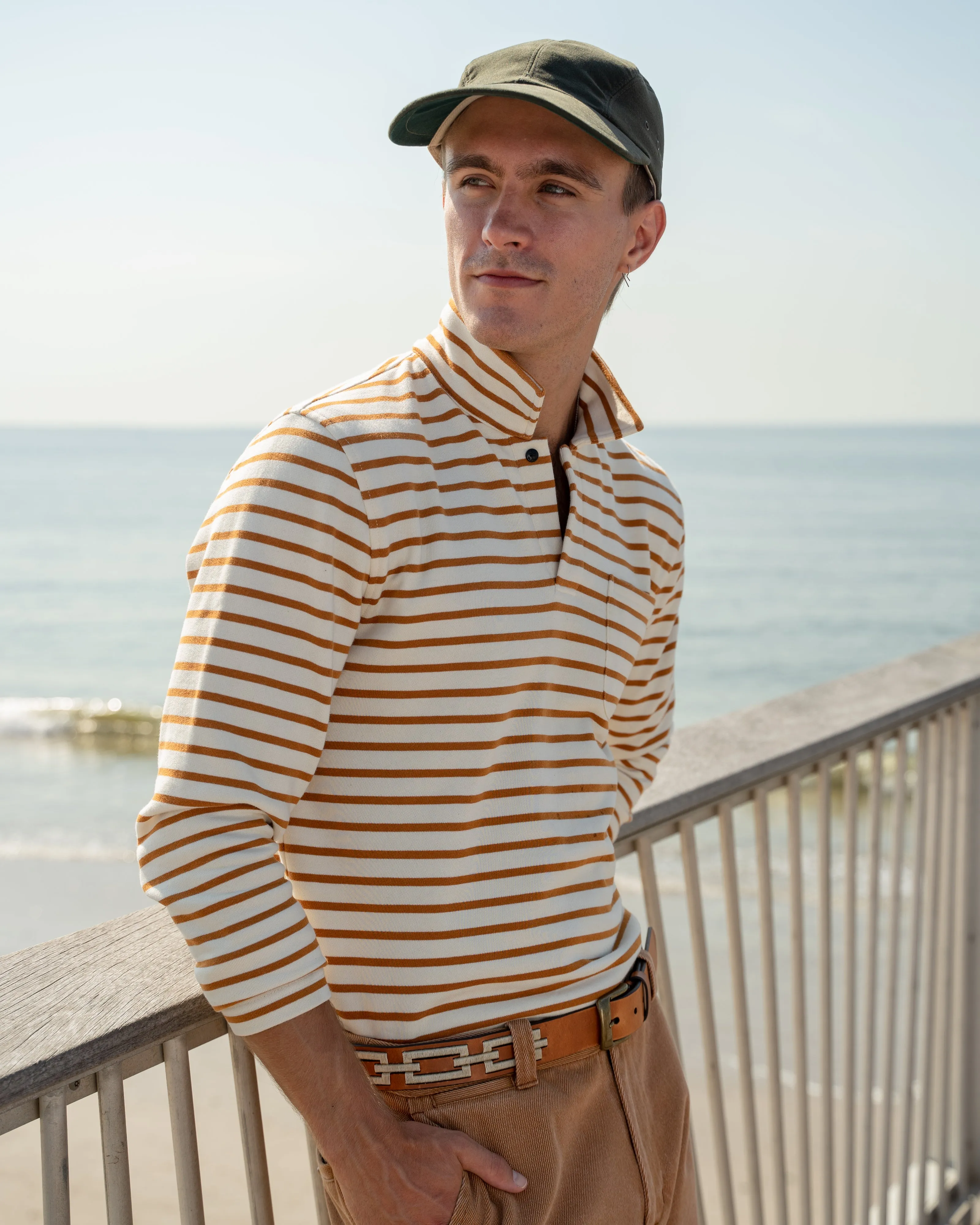 Acadia Polo in Cream/Acorn Loopback Terry