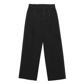 ADD Contrast Stitch Wool Wide Slacks Black