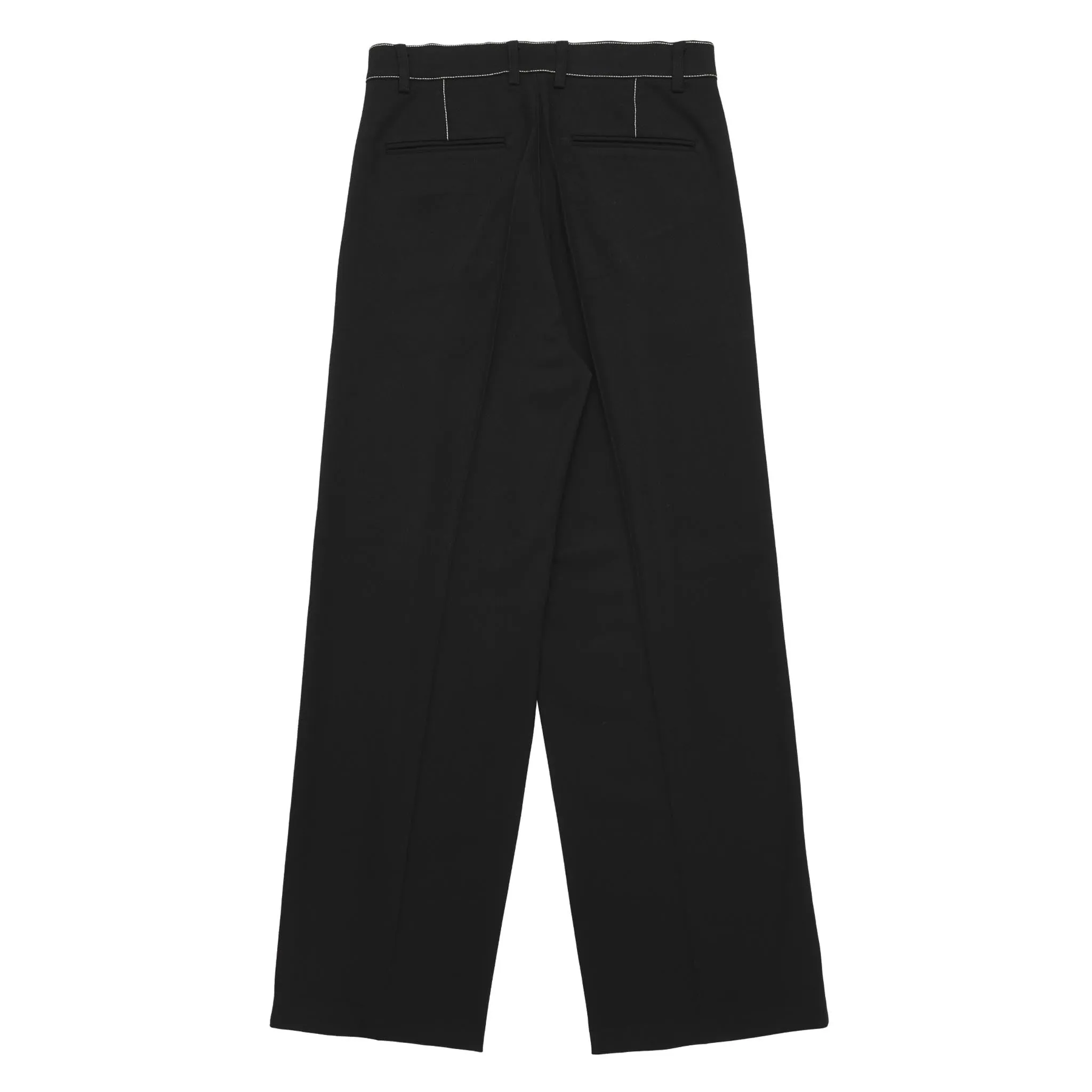 ADD Contrast Stitch Wool Wide Slacks Black