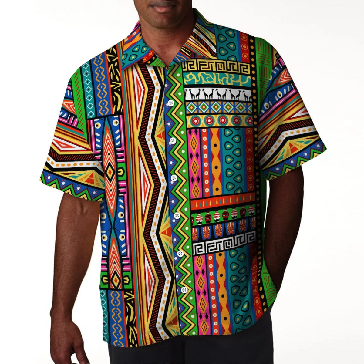 African Striped Patterns Linen Hawaiian Shirt