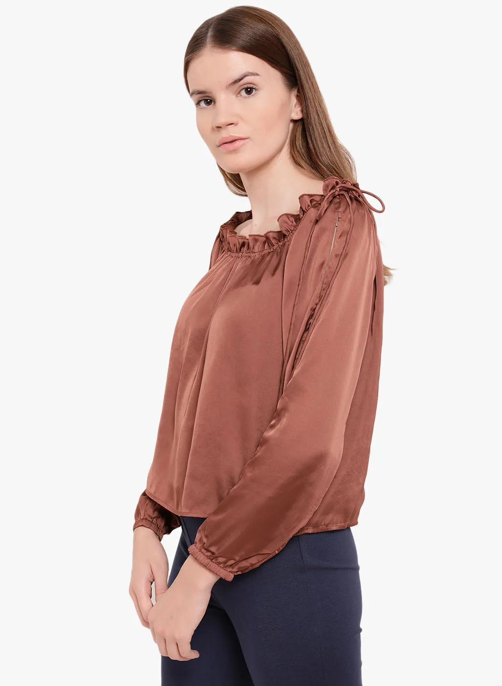 Amour Betina Drawstring Slit Sleeve Top