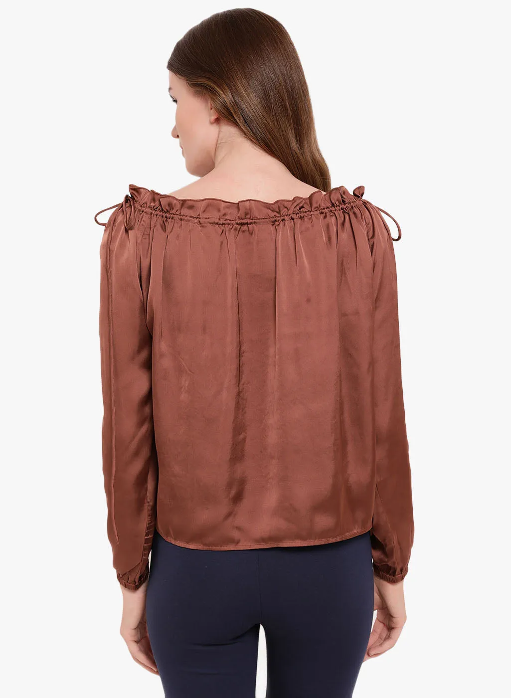 Amour Betina Drawstring Slit Sleeve Top