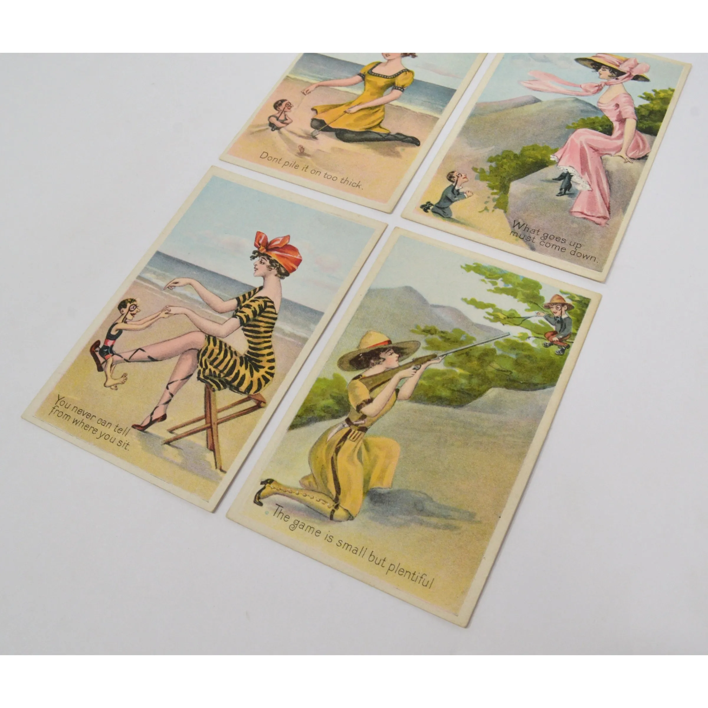 Antique Advertising POST CARD Lot of 4 "SUMMER GIRLS SERIES" c.1910 Pretty Women