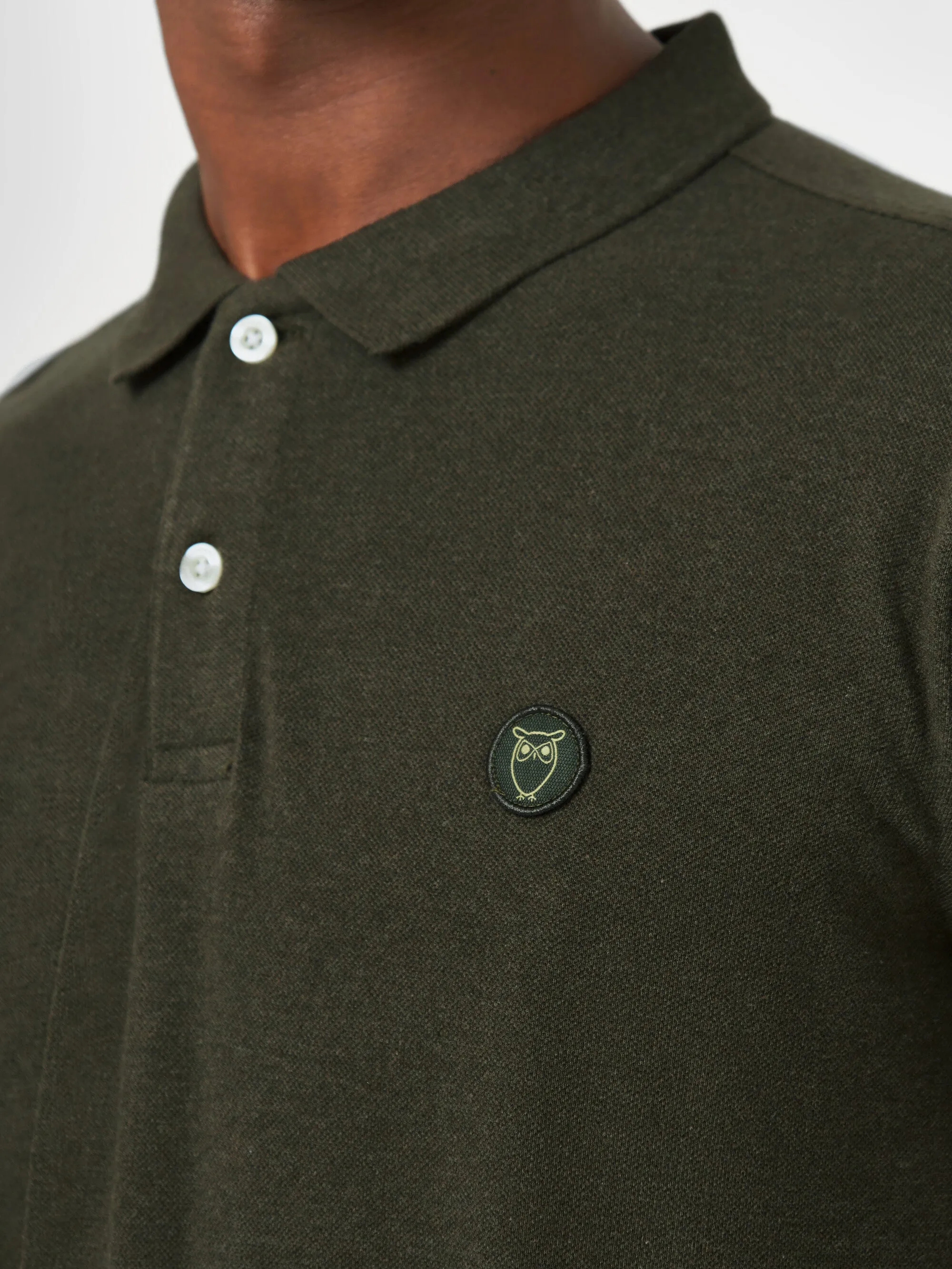 Basic badge polo - Green melange