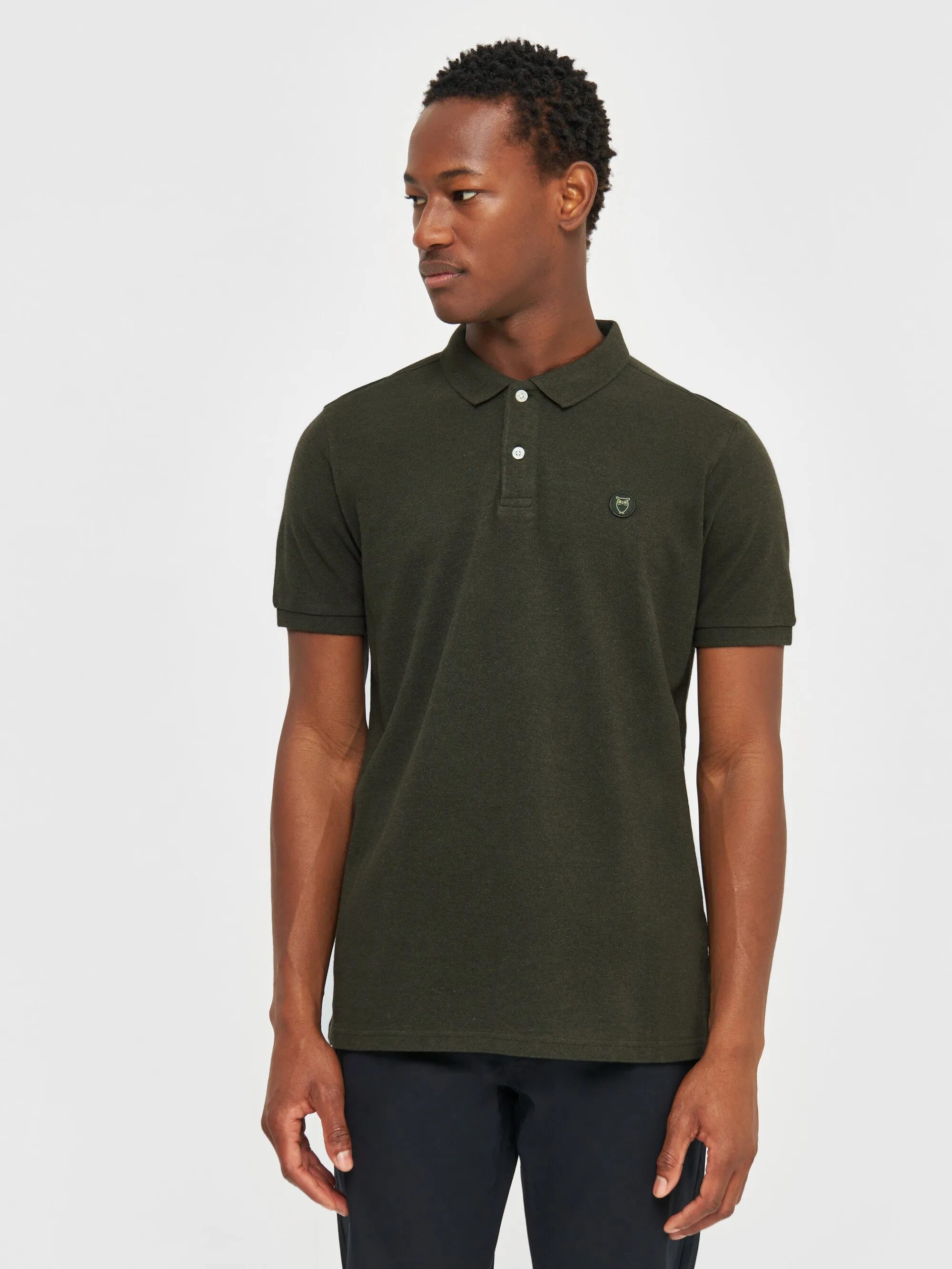 Basic badge polo - Green melange