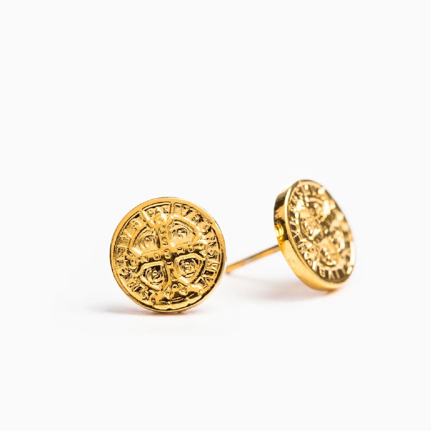 Benedictine Stud Earrings- Gold of Silver