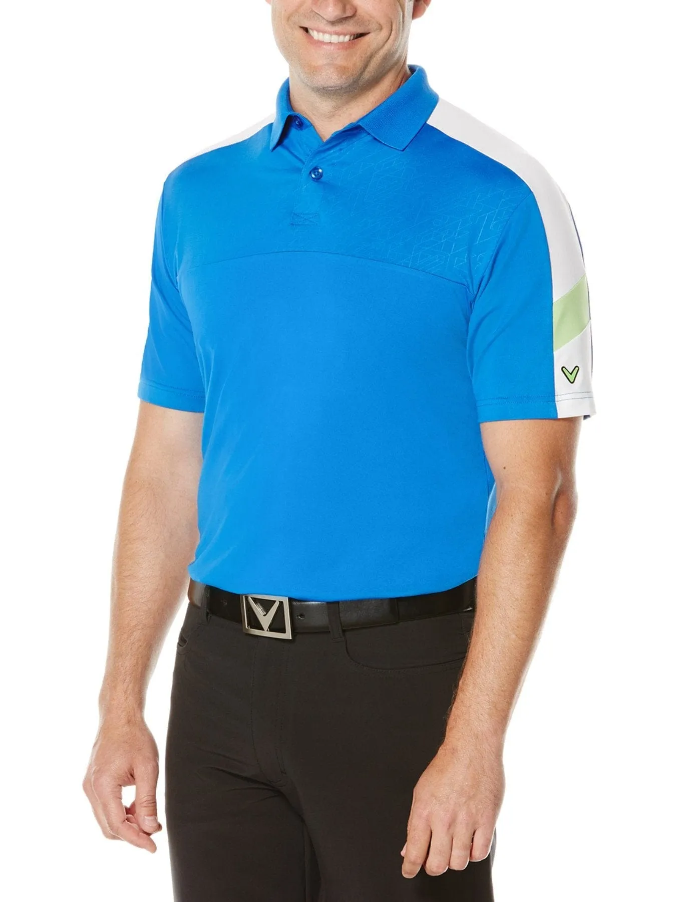 Big & Tall Embossed Three Color Blocked Polo