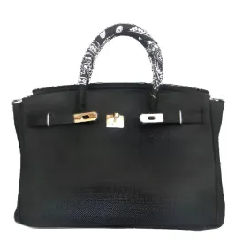 Black Birkin Style Jute Bag