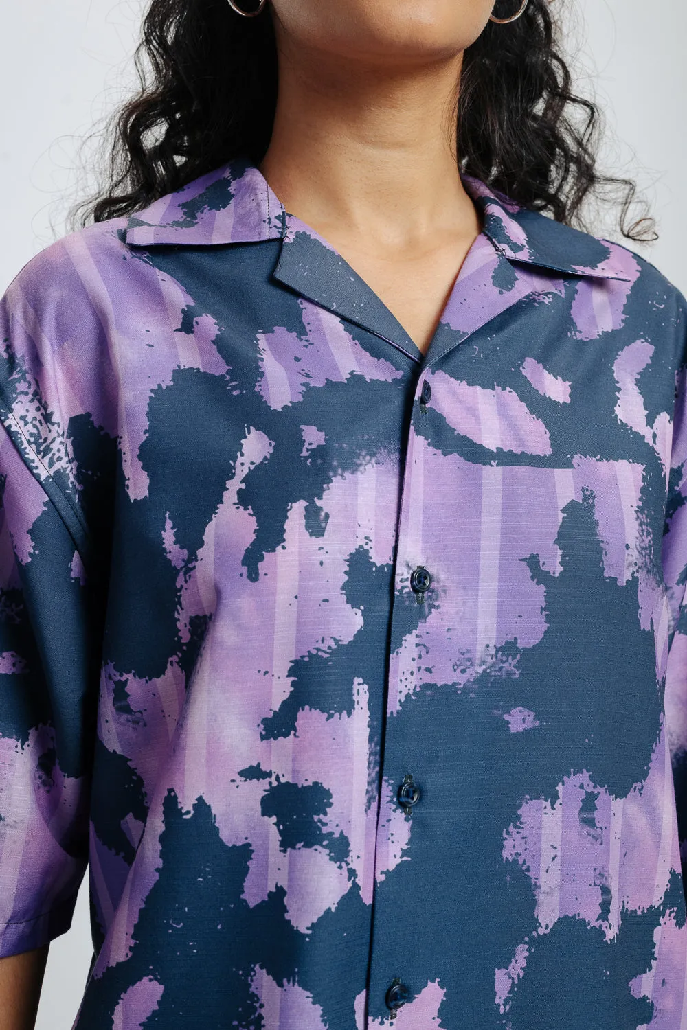 Black Currant Print Women's Resort Shirt