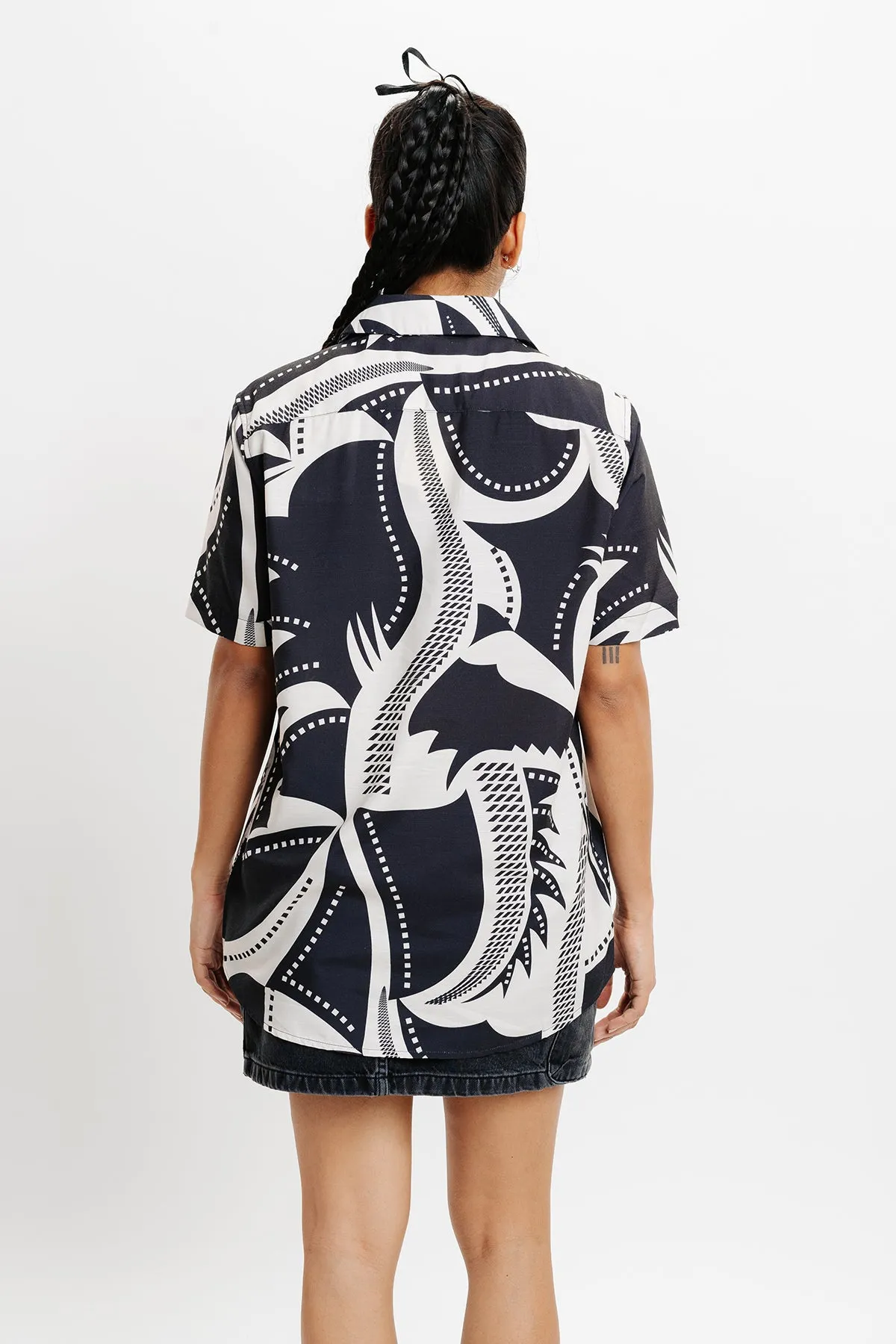 Black Ecru Printed Resort Shirt