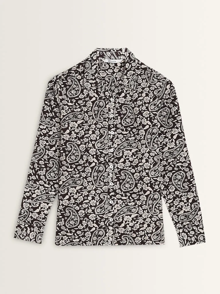 Bombay Paisley Brown Paisley Printed Cotton Shirt