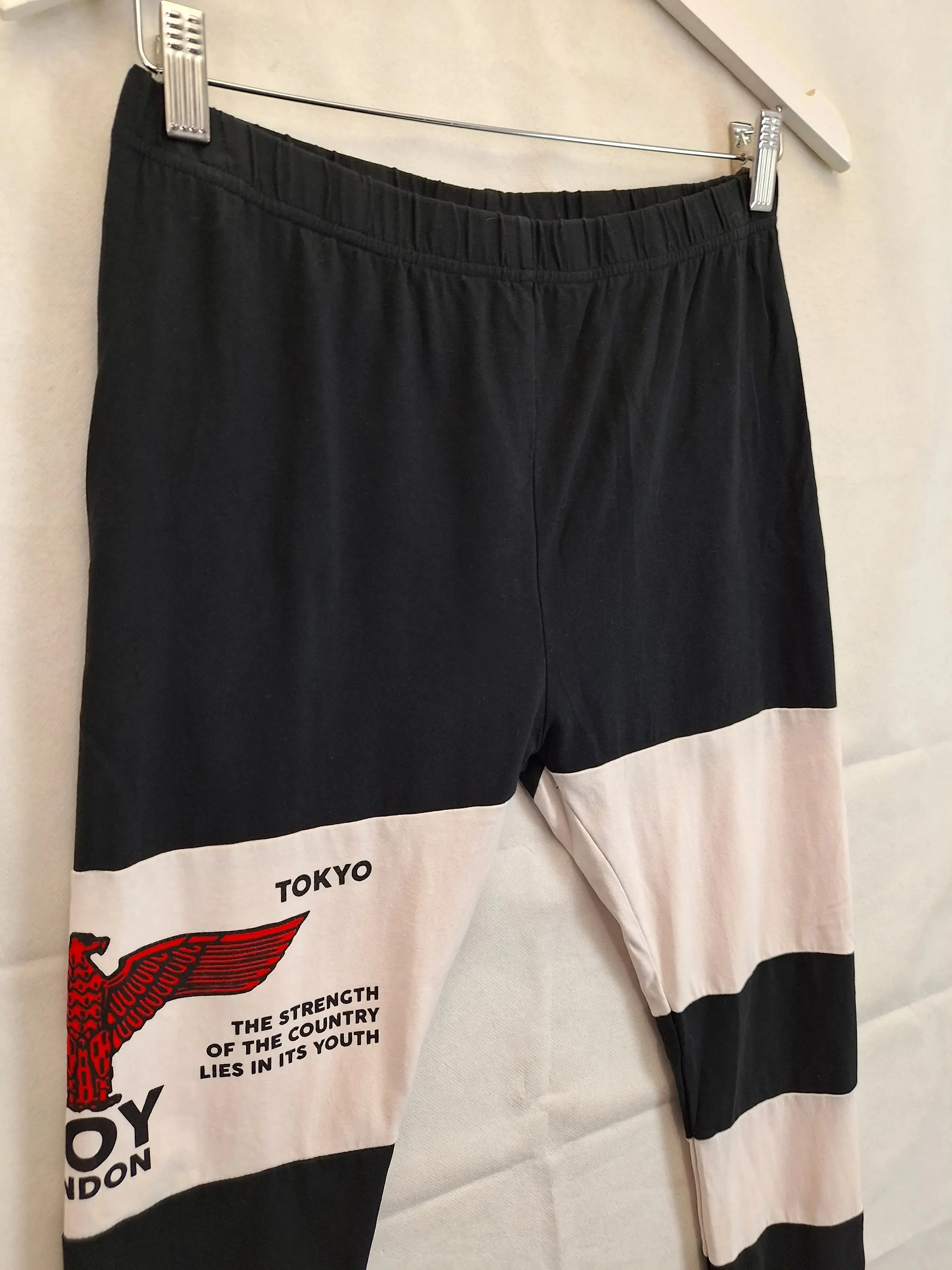 BOY Striped Eagle Logo Leggings Size S