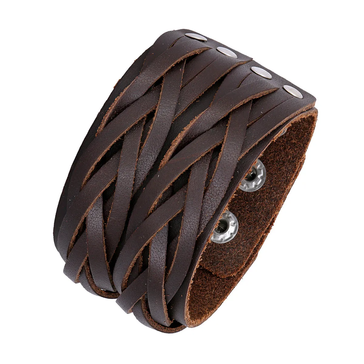 Braided Brown Handcrafted Leather Wrist Band Strap Biker Bracelet Men