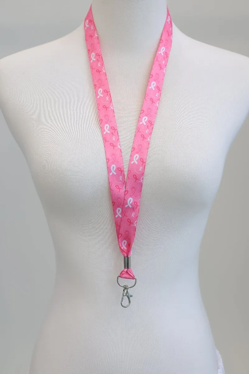 Breast Cancer Awareness Pink Ribbon Lanyard