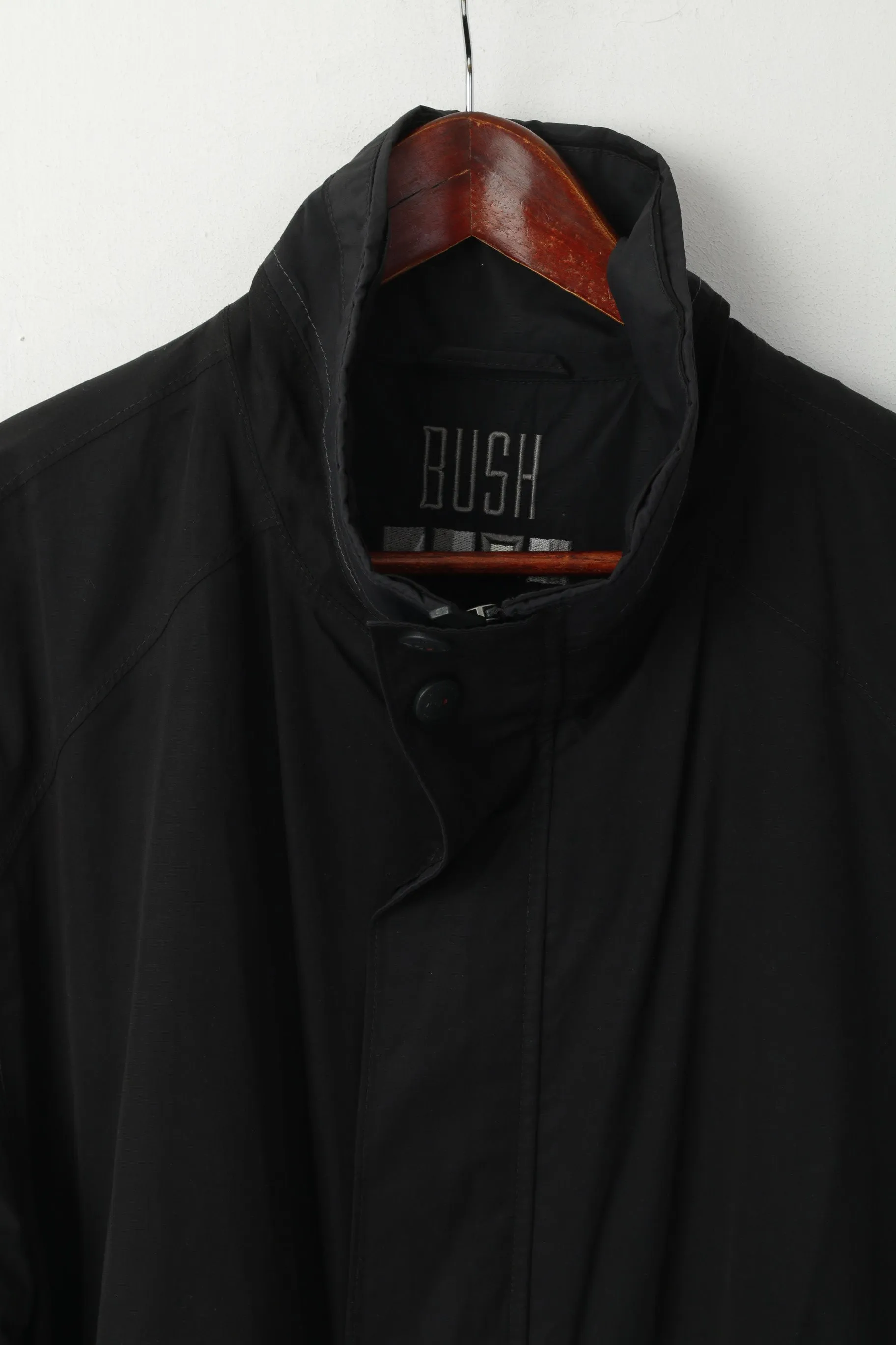 Bush Men 46 XL Jacket Black Sympatex Technlogy Allweather Classic Full Zipper Top