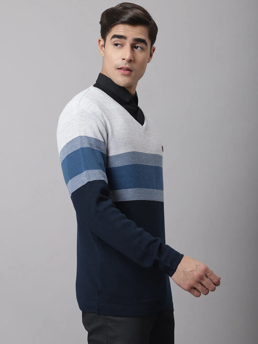 Cantabil  Men Grey Melange Sweater