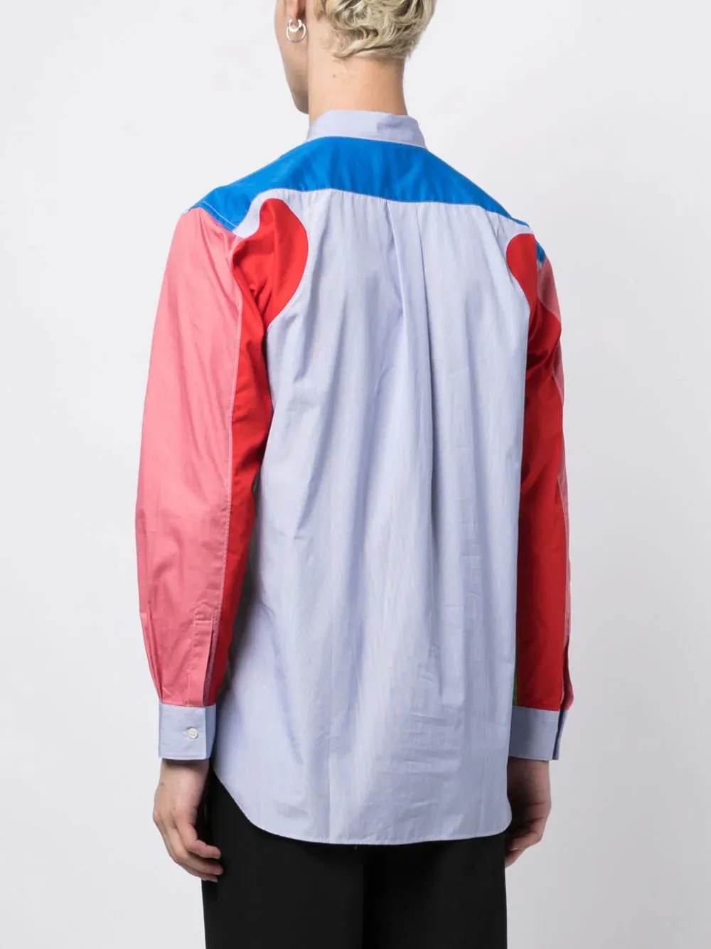 Colour-Block Panelled Cotton Shirt