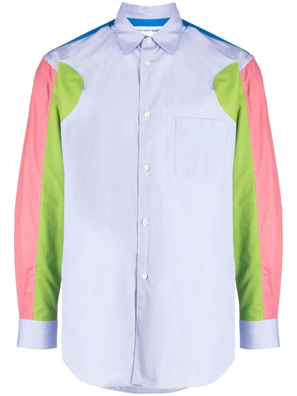 Colour-Block Panelled Cotton Shirt