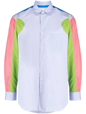 Colour-Block Panelled Cotton Shirt