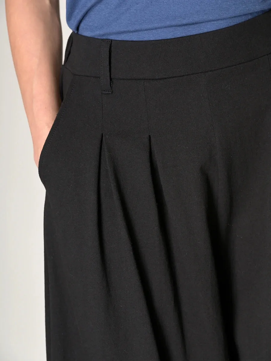 Cotton Jersey Wide Leg Trousers with Hem Drawstring