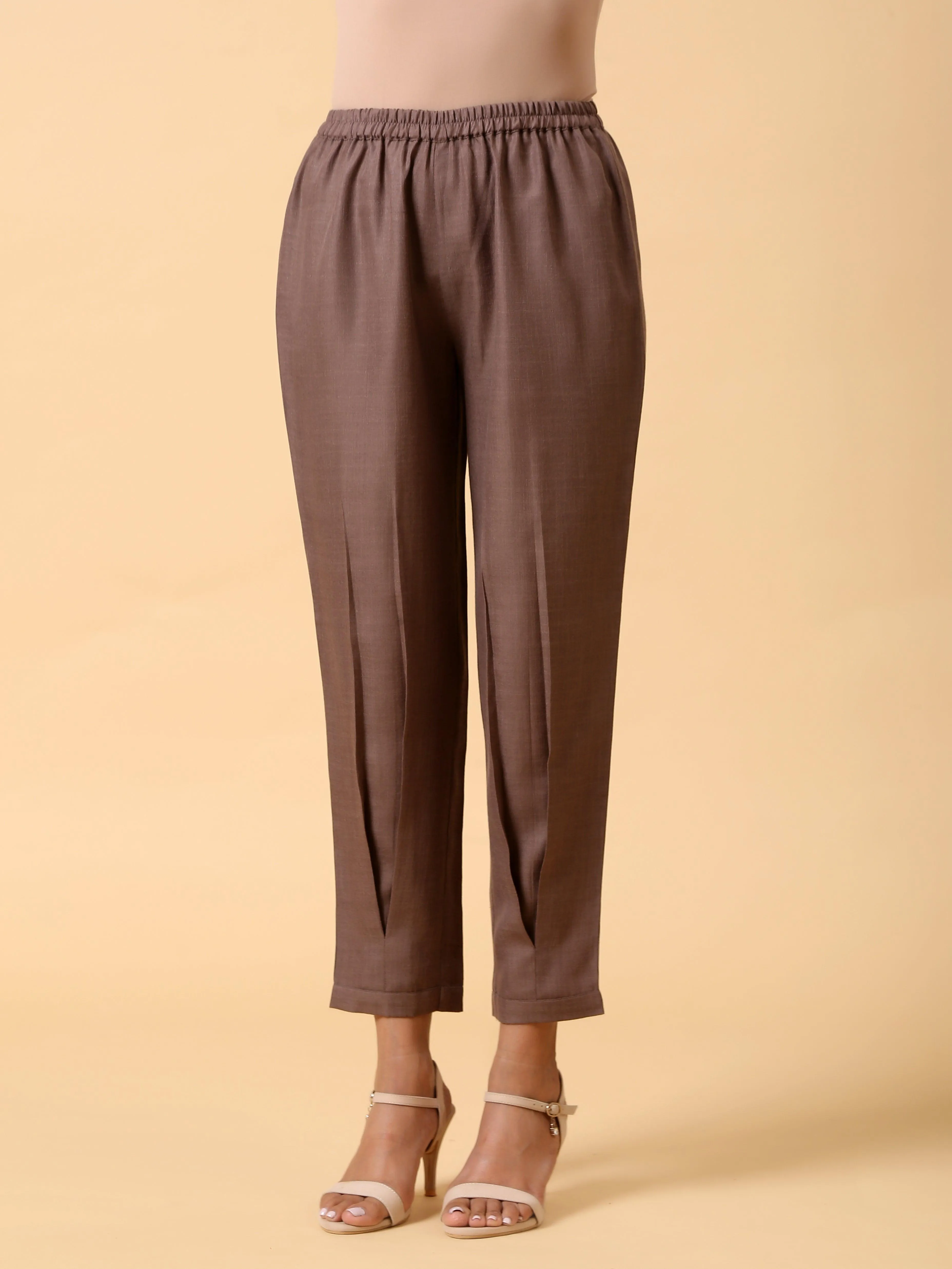 Cotton Linen Burnt Brown Pleated Co-Ord Set | Relove