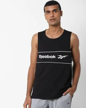 Crew-Neck Tank T-shirt with Brand Print-Fk2711