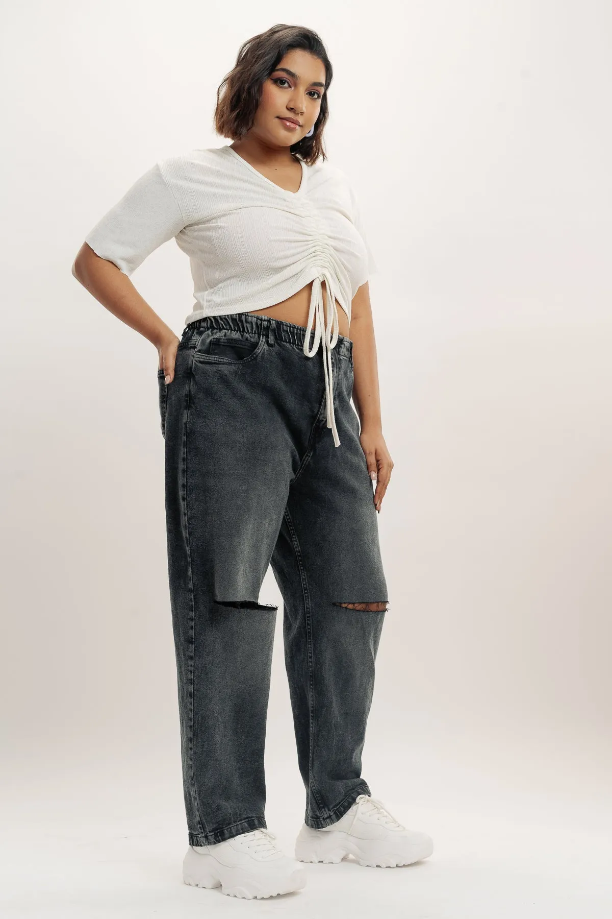 Curve Falcon Distress Stretch Mom Jeans