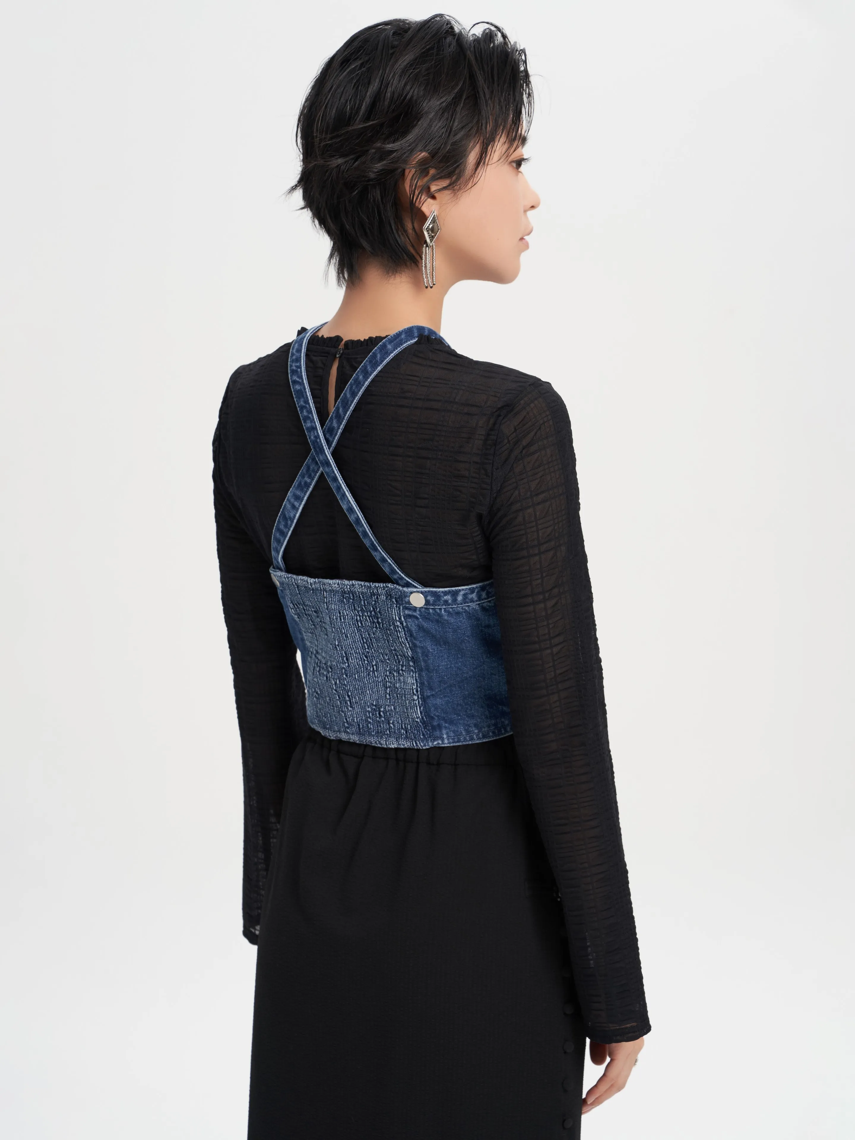 Denim Halter Neck Vest Top