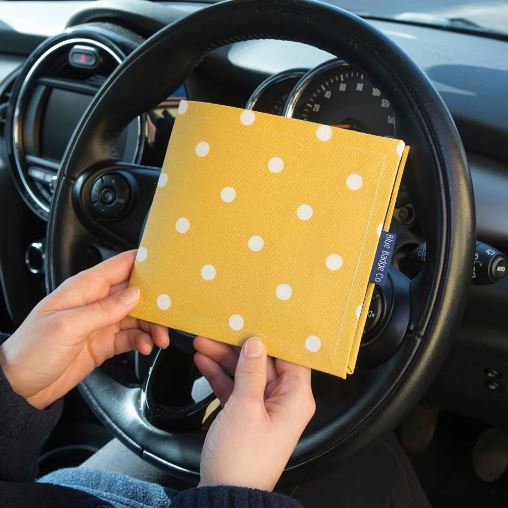 Disabled Blue Badge Wallet in Canary Yellow Spotty