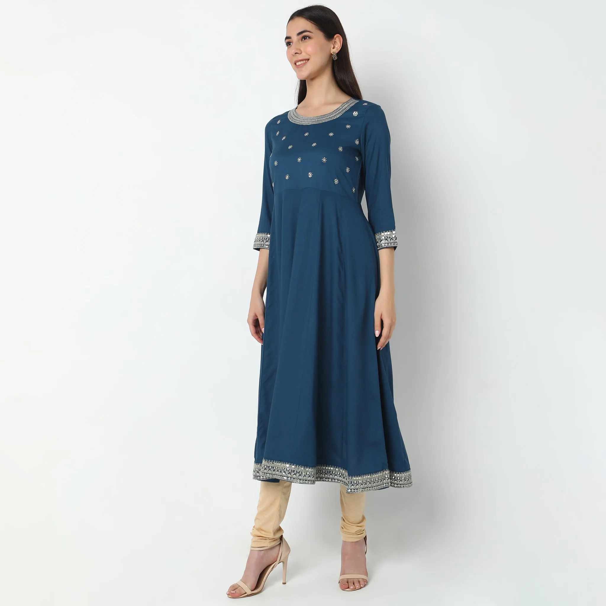 Flare Fit Embellished Kurta