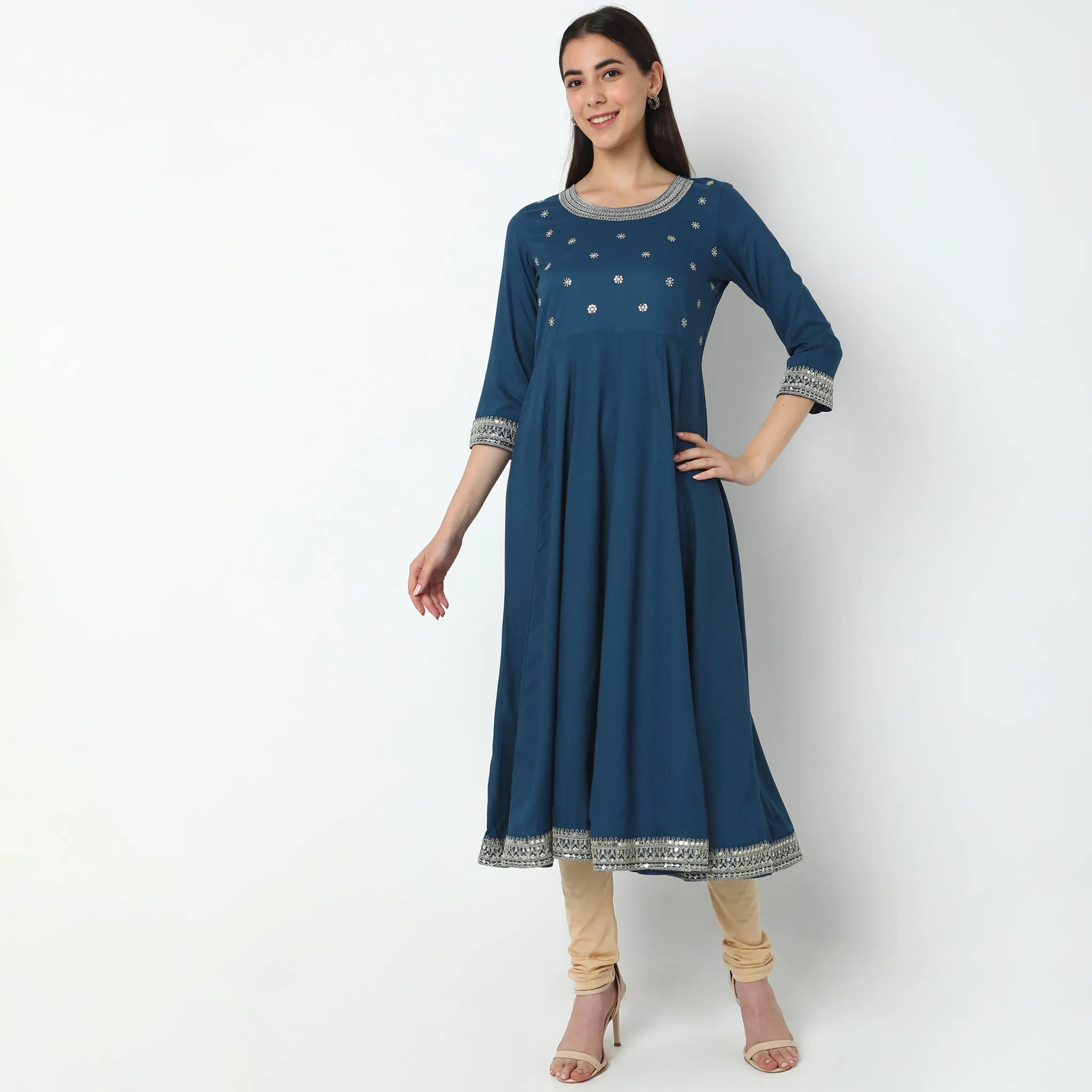 Flare Fit Embellished Kurta