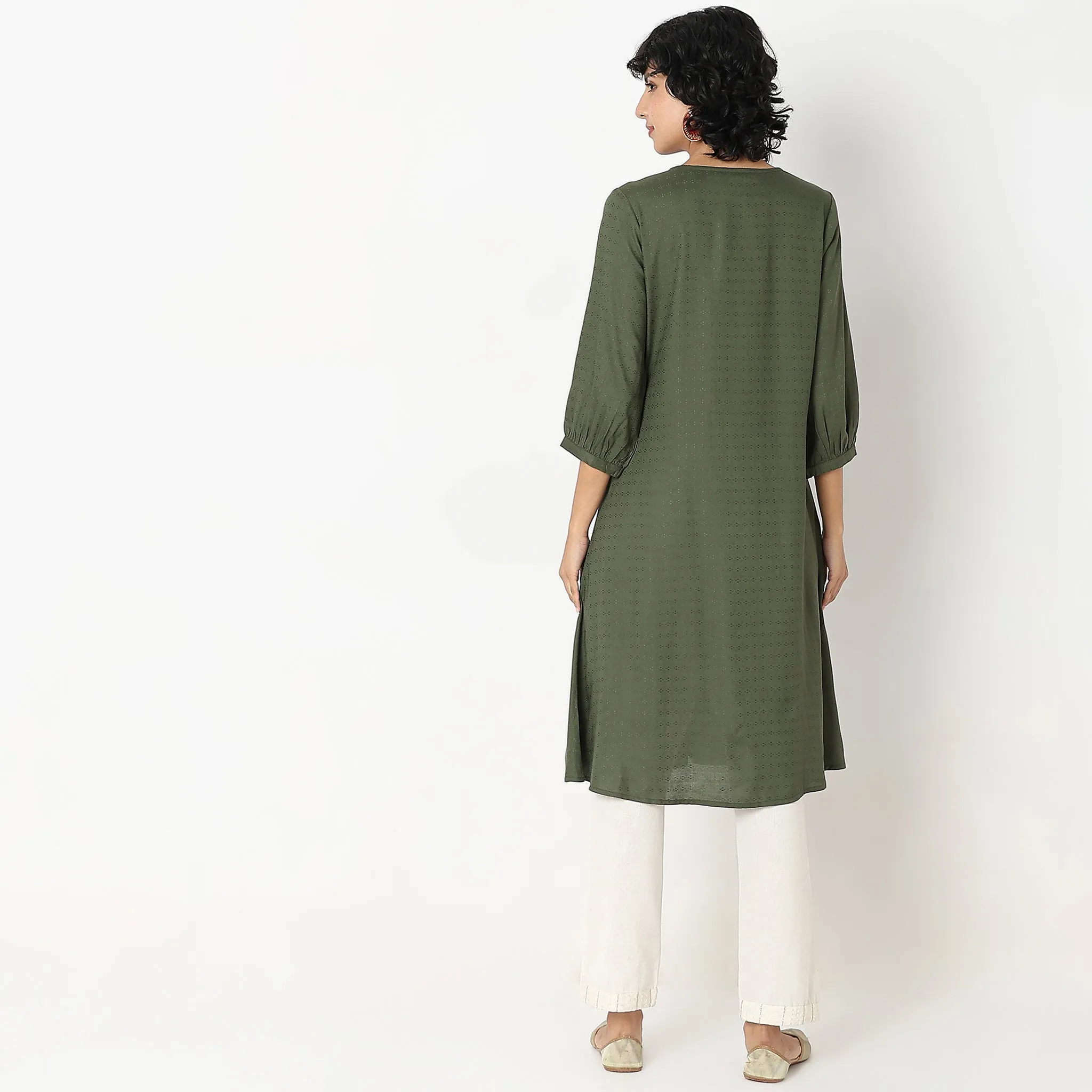 Flare Fit Embroidered Kurta