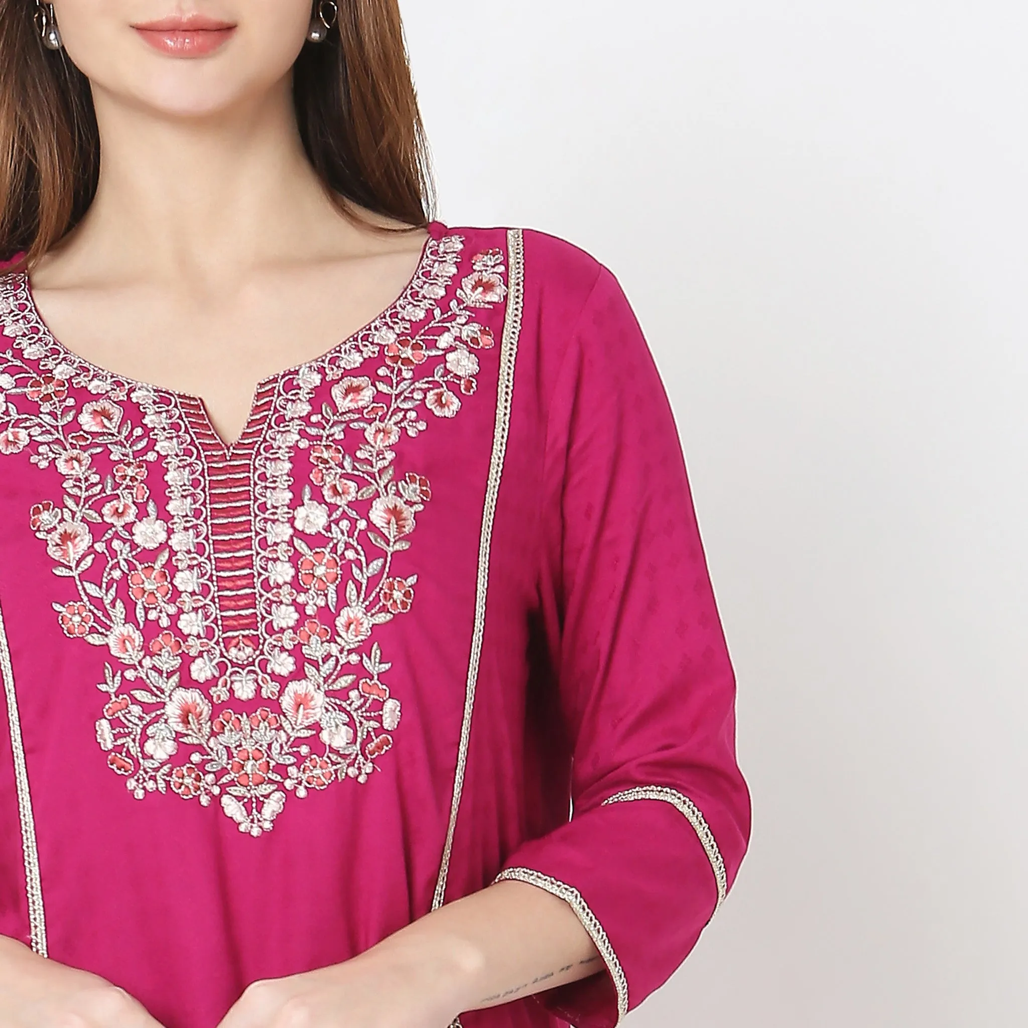 Flare Fit Embroidered Kurta