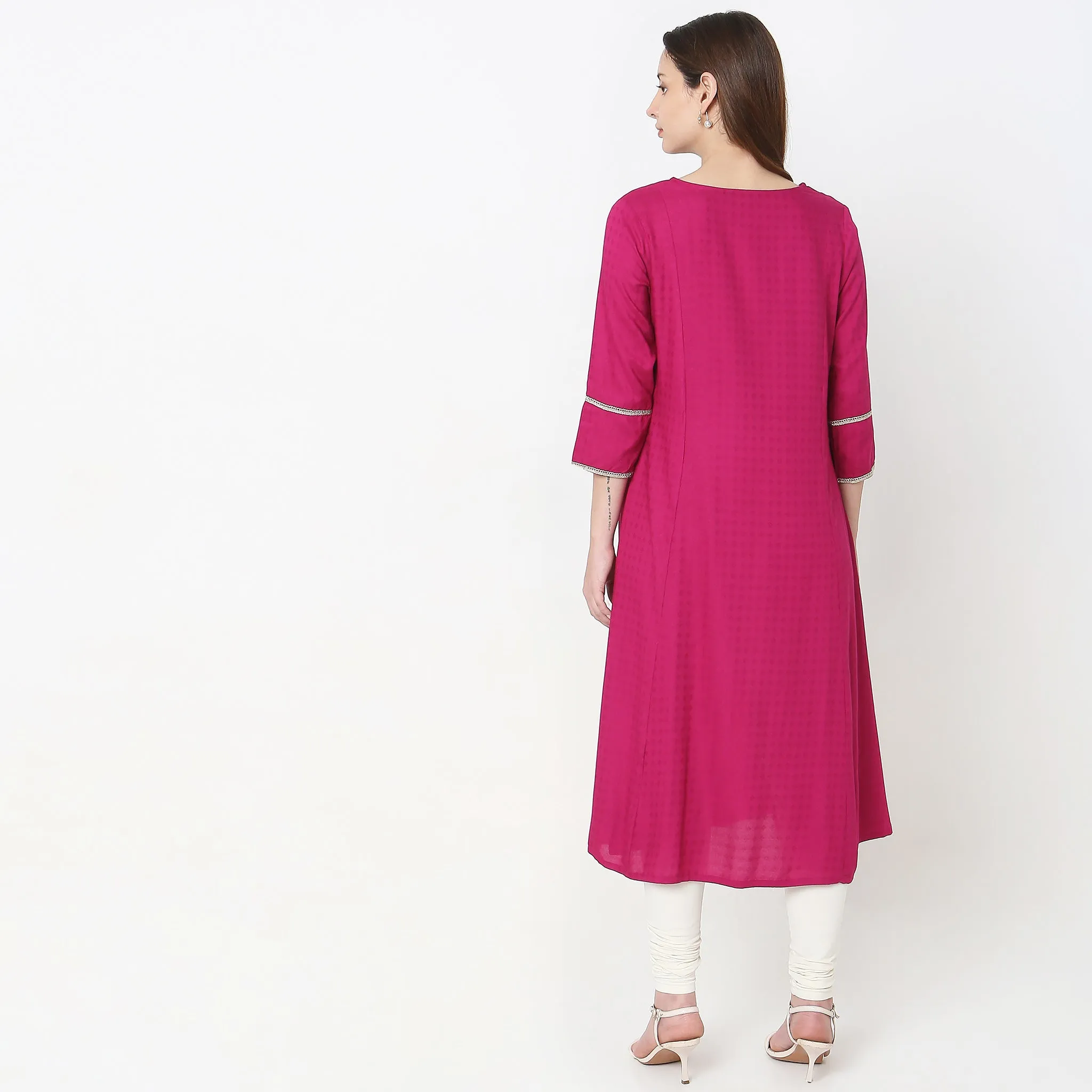 Flare Fit Embroidered Kurta