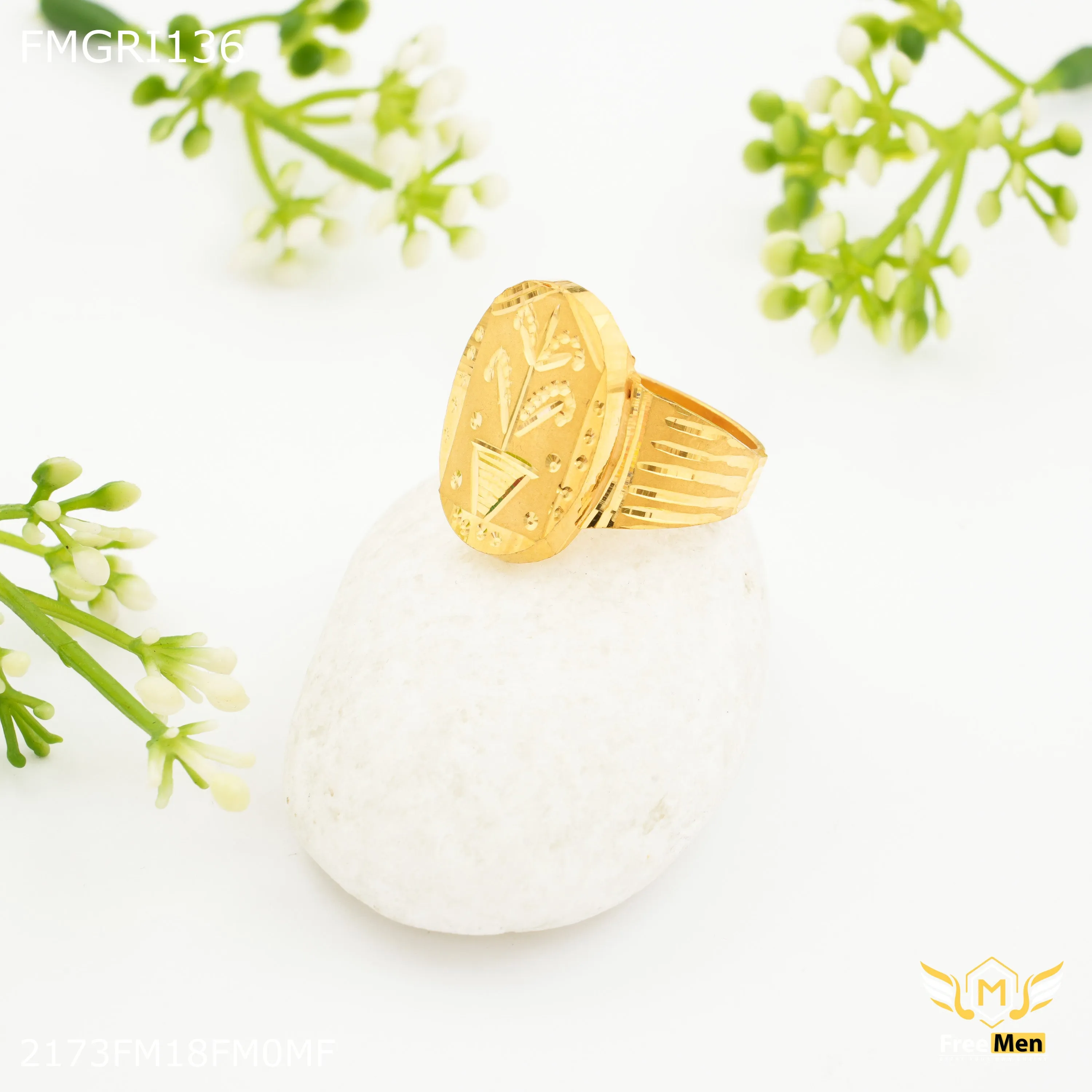 Freeme 1gm Owel Shape Gold plated ring for men - FMGRI136