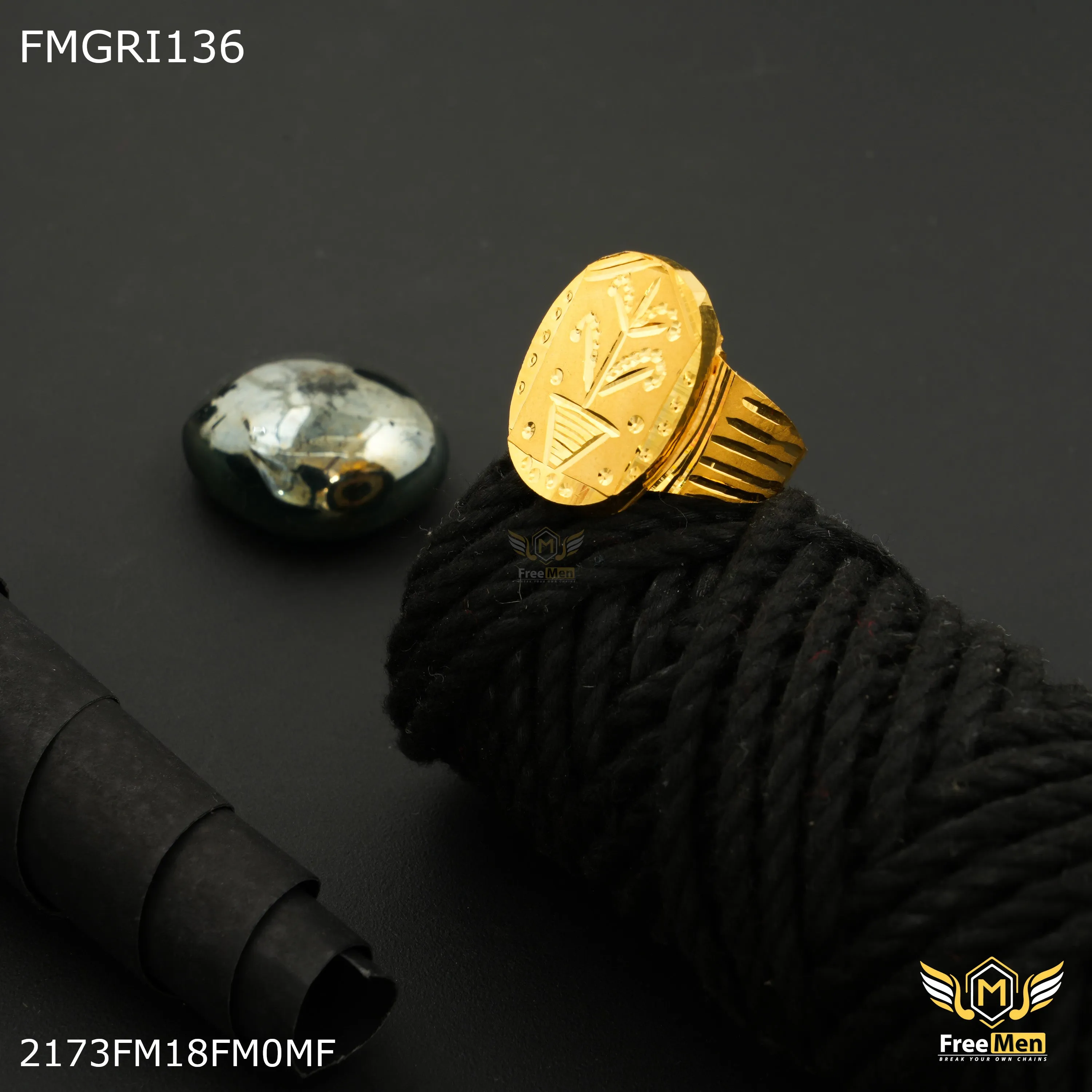 Freeme 1gm Owel Shape Gold plated ring for men - FMGRI136