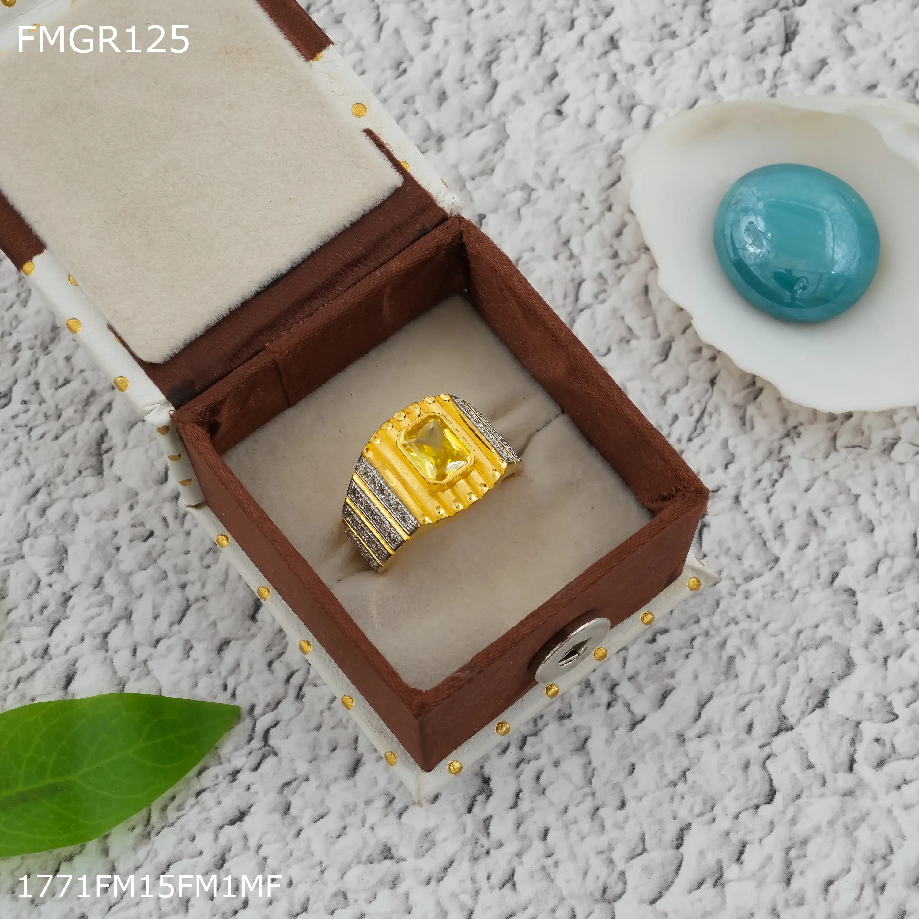 Freeme 1gm Yellow stone ad gold plated ring for men - FMGRI125