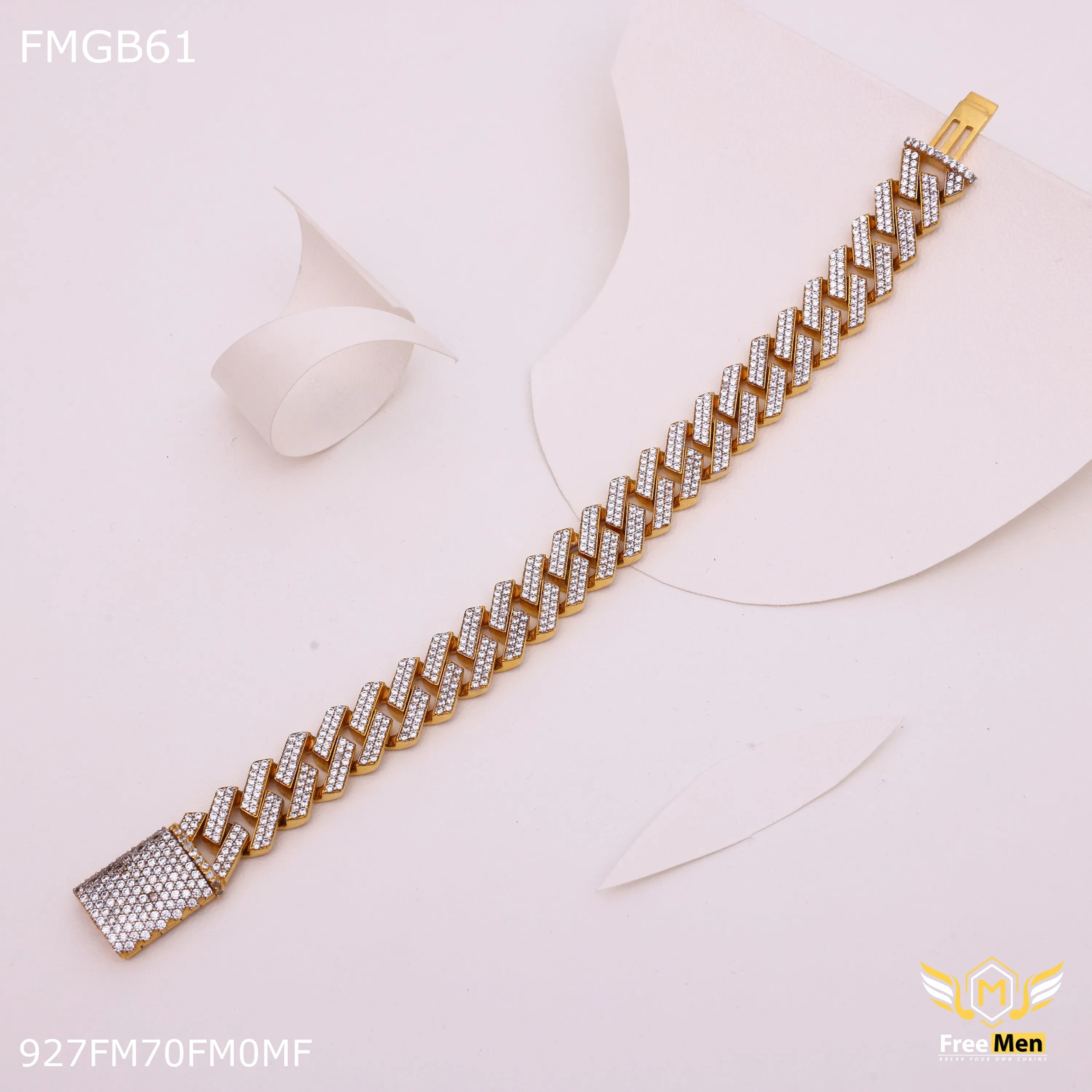 Freemen Gold plated Diamond bracelet Bracelet for Man - FMG61