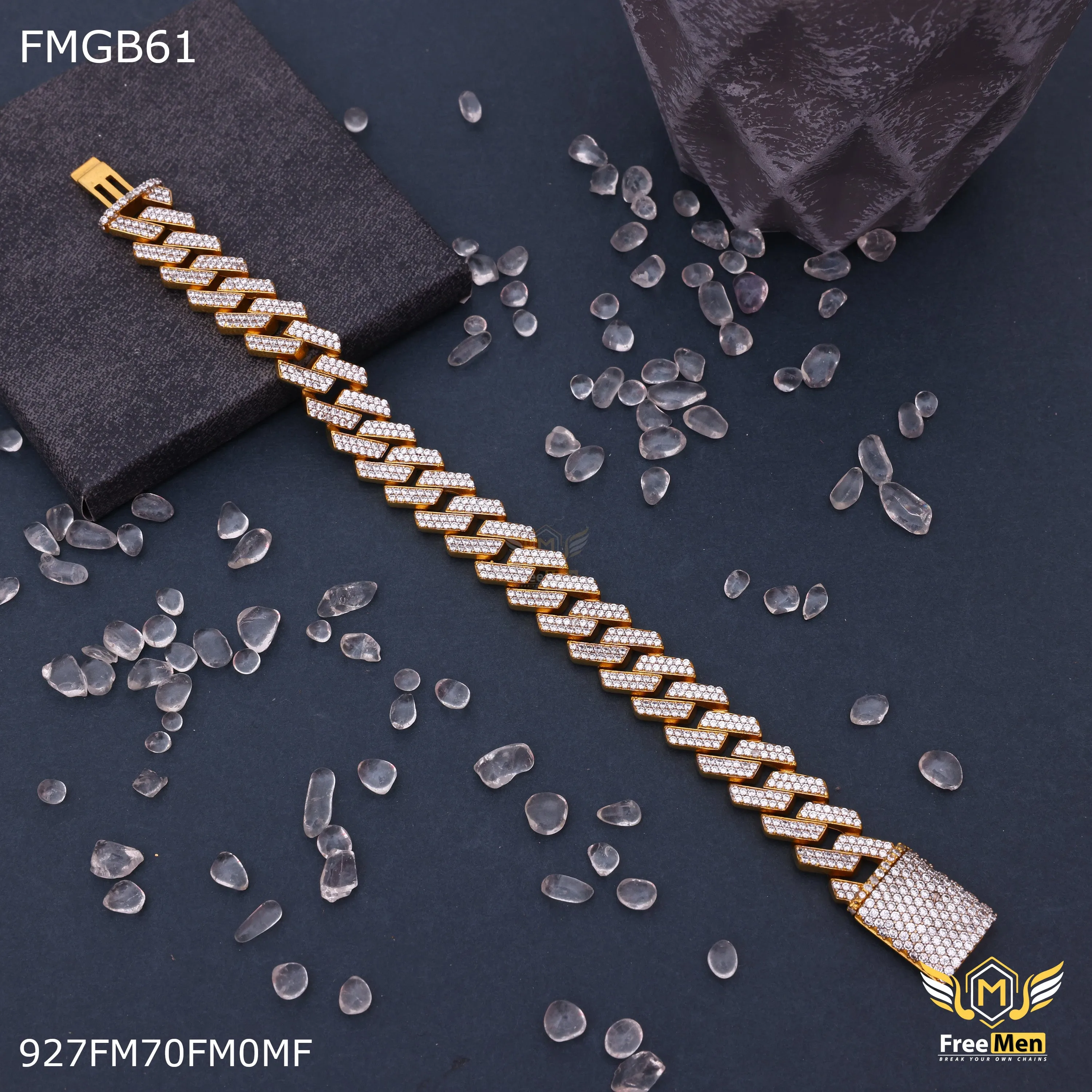 Freemen Gold plated Diamond bracelet Bracelet for Man - FMG61