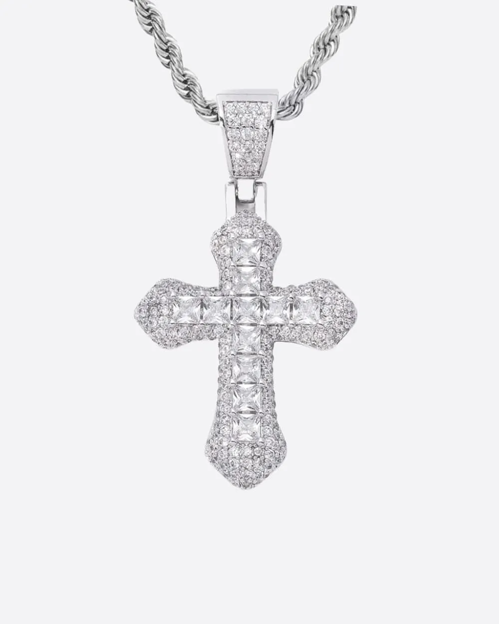 FROSTY CROSS PENDANT. - WHITE GOLD