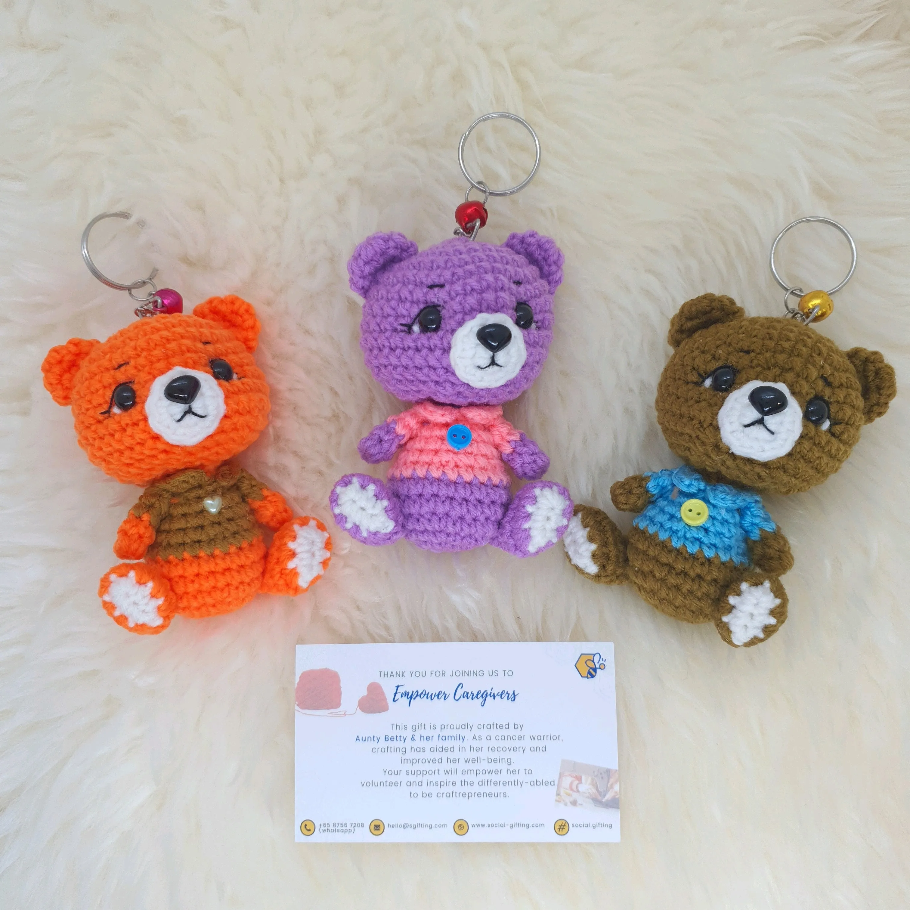 Hand Crocheted Baby Bear Key Ring