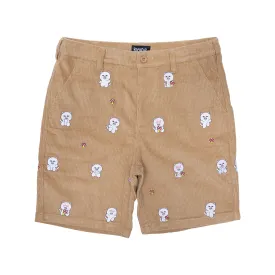 Hello Nermy Corduroy Embroidered Shorts (Tan)