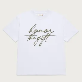 Honor The Gift Script Ss Tee - WHITE