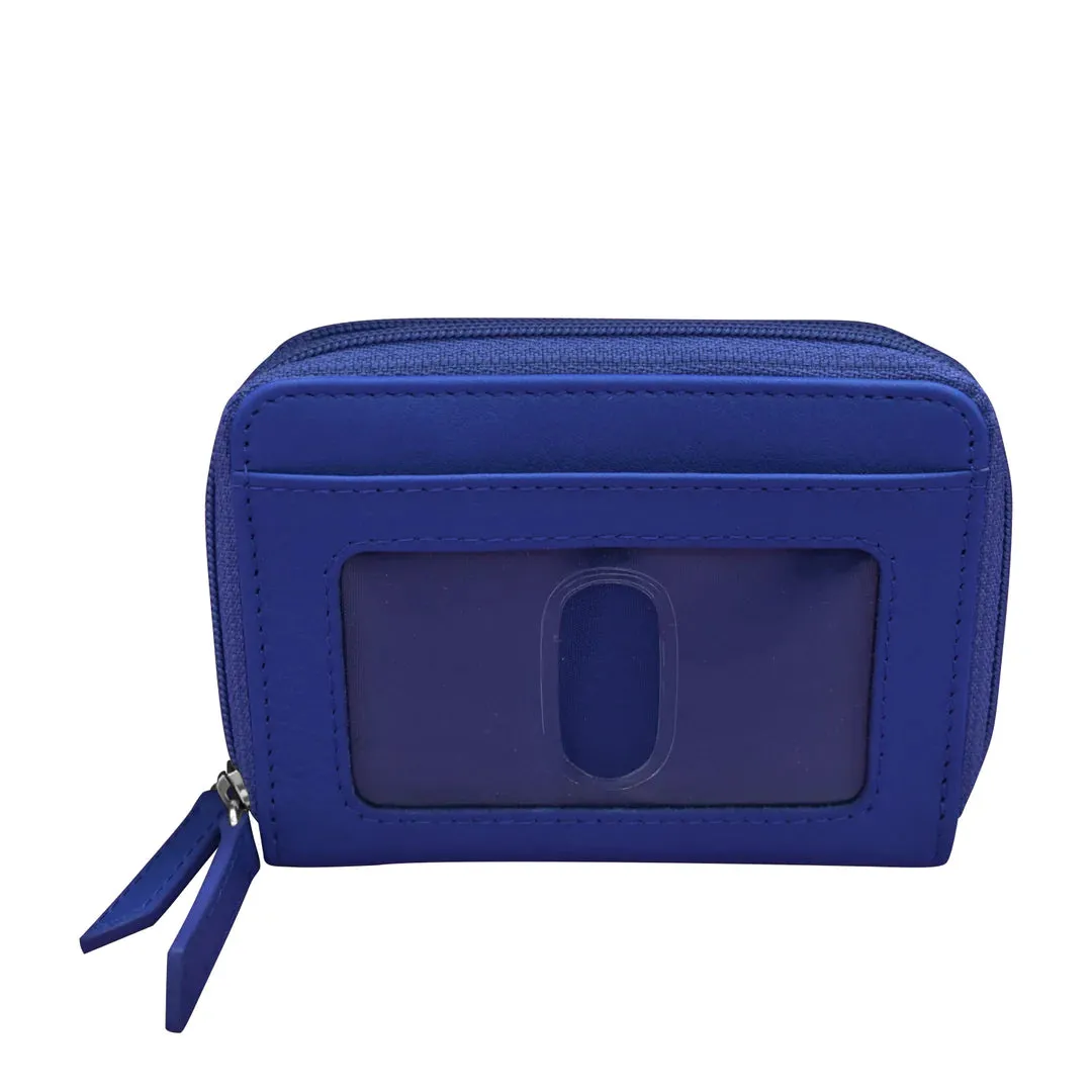 ILI NEW YORK 6714 DOUBLE ZIP ACCORDION WALLET COBALT