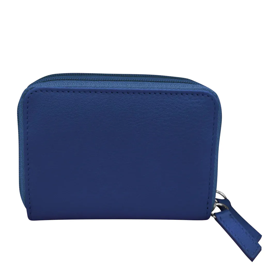 ILI NEW YORK 6714 DOUBLE ZIP ACCORDION WALLET COBALT